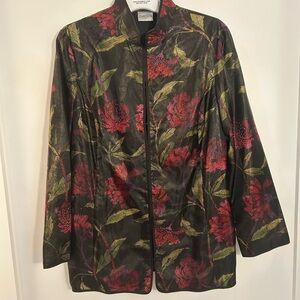 Chico's Silk Blend Mandarin Collar Beaded Floral Jacket Chico’s 2